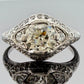 Art Deco Style Platinum Old European Cut Diamond Ring SI1 J Size 5.25