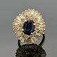 Estate 14K Yellow Gold Natural Sapphire & Diamond Ballerina Ring by Devine & Co — back view