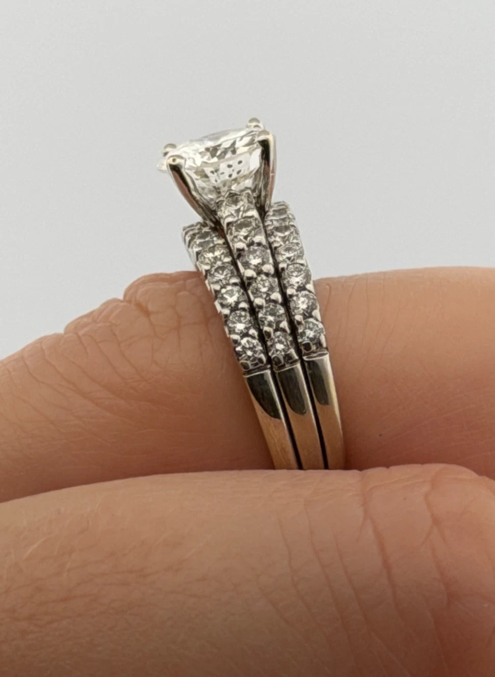 14K White Gold 1.30ct I2, H Round Brilliant Diamond Pave Engagement Ring Size 6.75