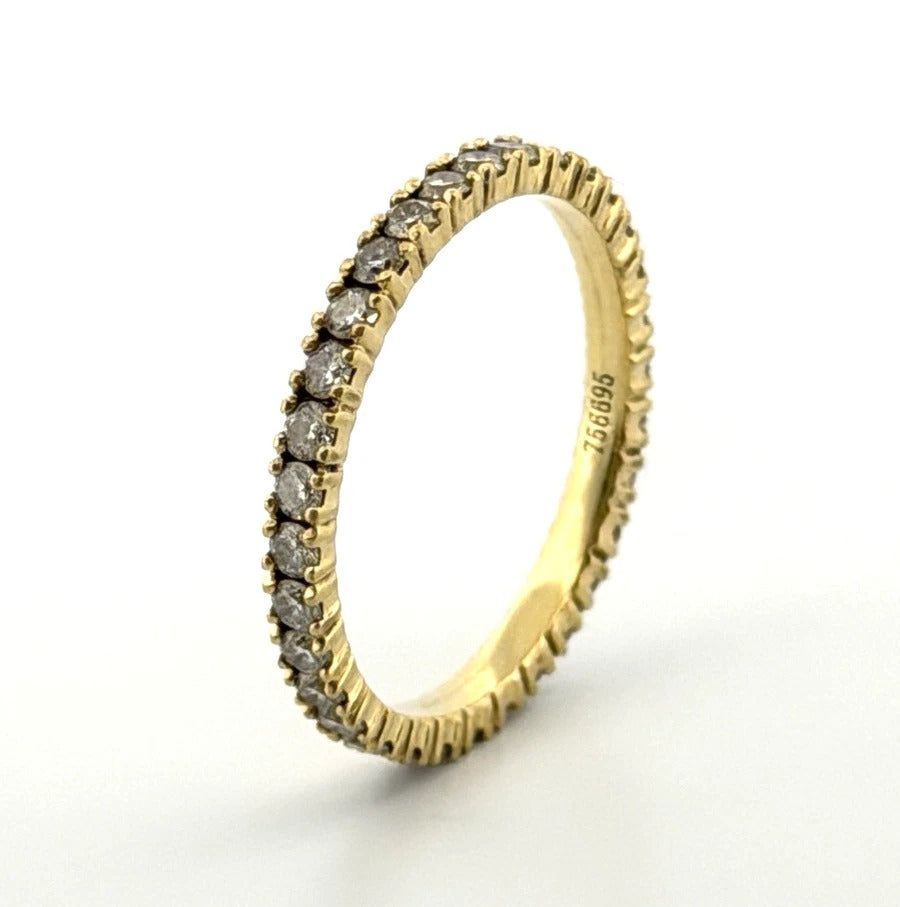 Consignment - Simon G 18K Yellow Gold Eternity .89CTW Round Natural Diamonds Band Ring Sz 7.25 - 18k gold, yellow gold, di...