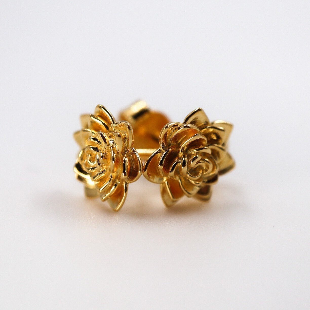 Succulent Post Stud Earrings 9mm Yellow Plated Sterling Silver - Devine & Co.