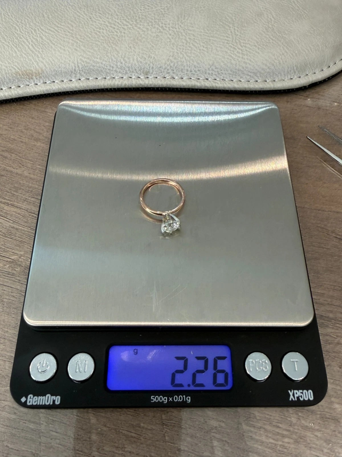 14K Rose Gold & White Gold 0.96ct Natural Diamond Solitaire Engagement Ring Size 4.25