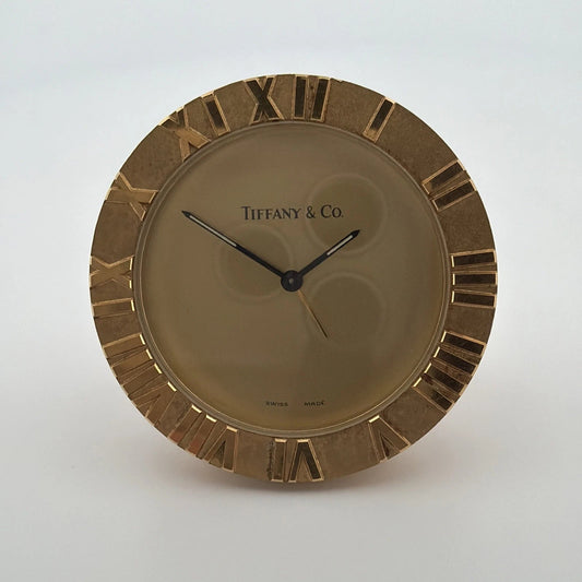 Tiffany & Co. Atlas Travel Alarm Gold Tone Quartz Battery Powered w/ Pouch & Box - Devine & Co.