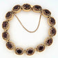 Vintage 14K Yellow Gold Natural Garnet Link Bracelet Bark Finish 12CTW 8 27 Gr - Devine & Co.