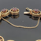 Vintage 14K Yellow Gold Natural Garnet Link Bracelet Bark Finish 12CTW 8 27 Gr - Devine & Co.