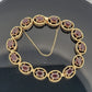 Vintage 14K Yellow Gold Natural Garnet Link Bracelet Bark Finish 12CTW 8 27 Gr - Devine & Co.
