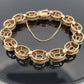 Vintage 14K Yellow Gold Natural Garnet Link Bracelet Bark Finish 12CTW 8 27 Gr - Devine & Co.