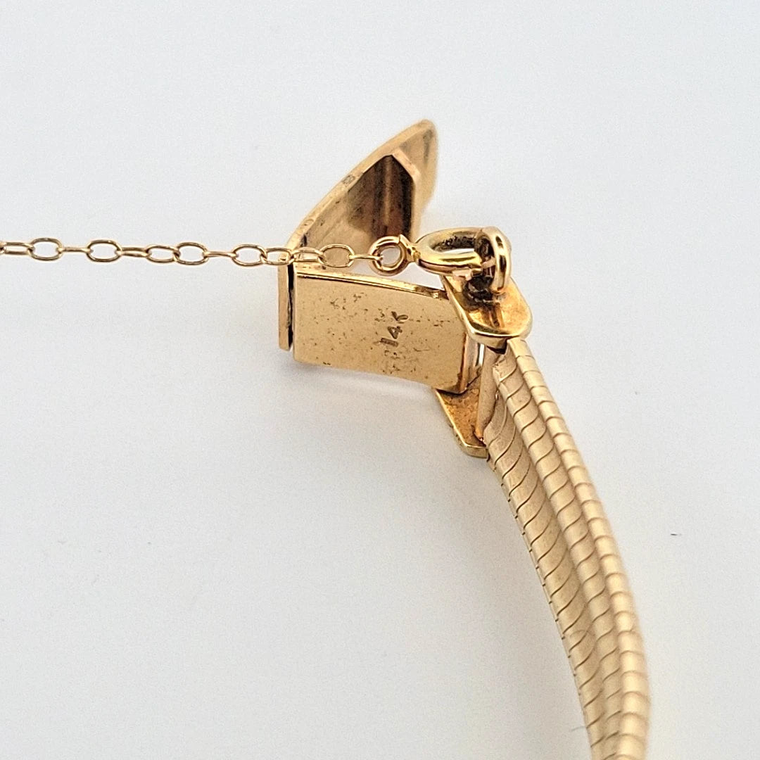Vintage Hamilton 14K Yellow Gold Hidden Watch Bracelet Florentine Leaf Diamonds - Devine & Co.