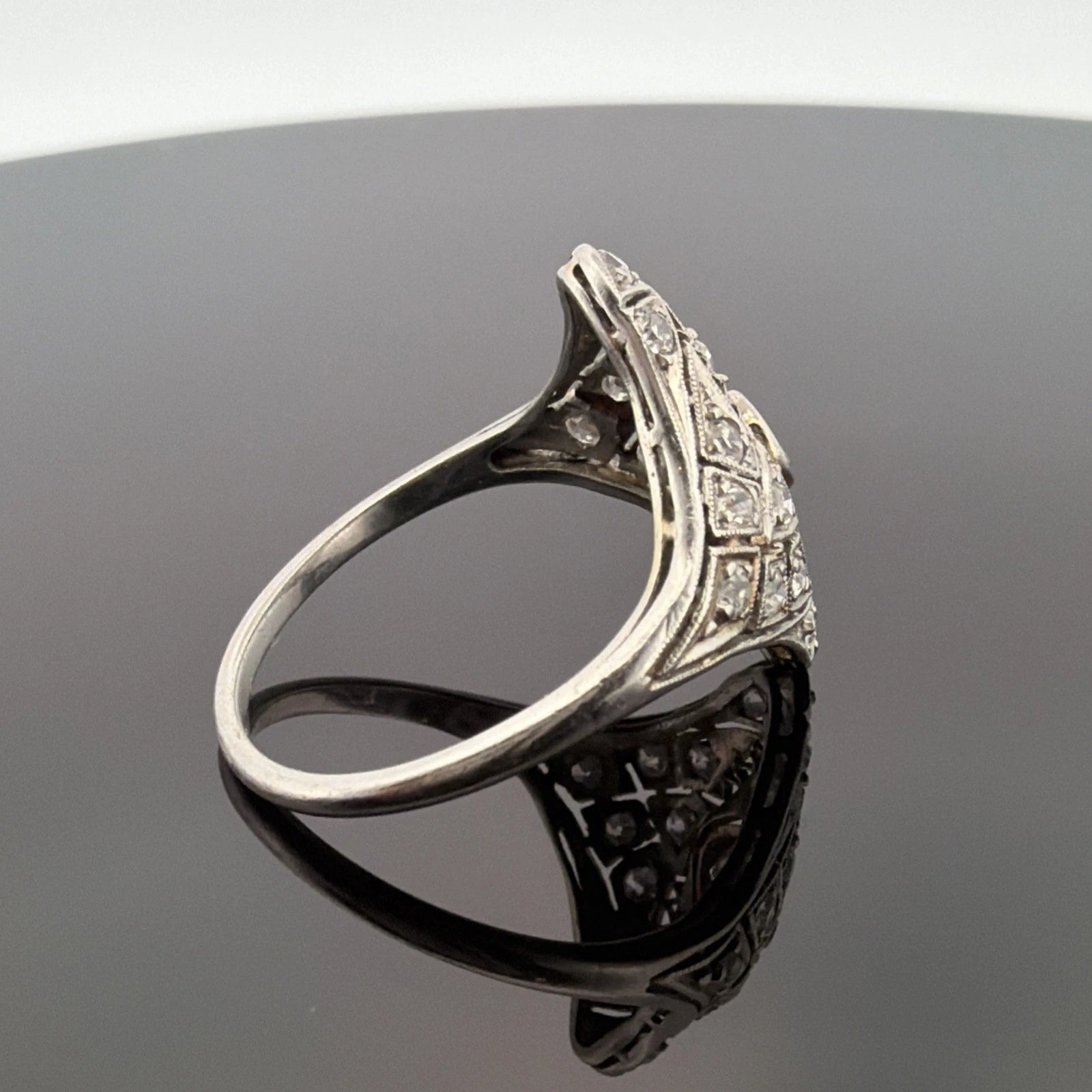 Vintage Platinum Diamond Ring 0.65CTW Old European Cut Filigree Size 6 - Devine & Co.