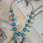 Vintage Sterling Silver Squash Blossom Necklace with Turquoise, 170 Grams, 24" - Devine & Co.