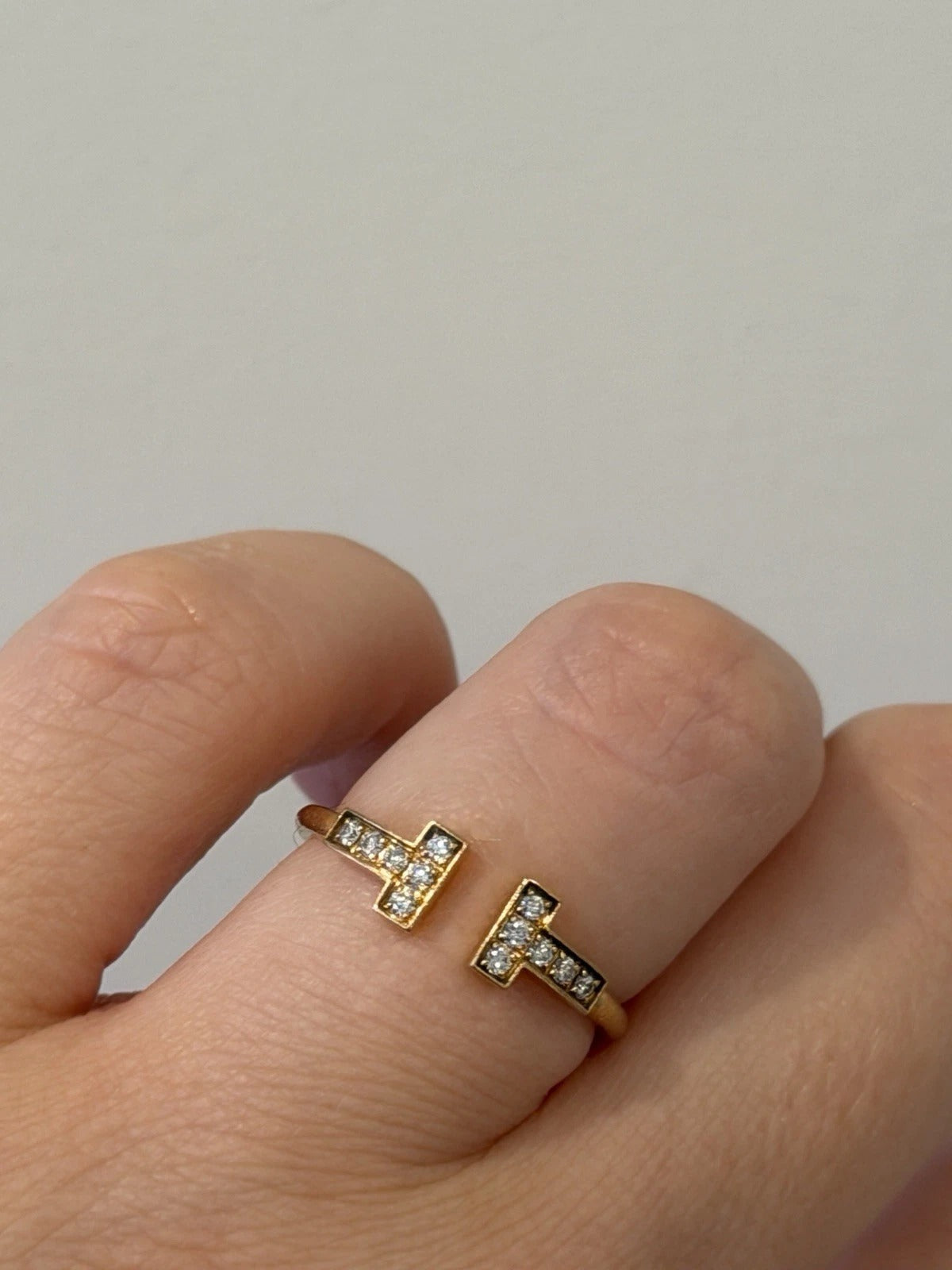 Consignment - Tiffany & Co. 18K Rose Gold 0.13 CTW T Diamond Wire Ring Size 7 - 18k gold, rose gold, diamond, ring - (imag...