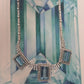 Custom 14K White Gold Natural Aquamarine & Diamond 46CTW Necklace Earring Suite - Devine & Co.