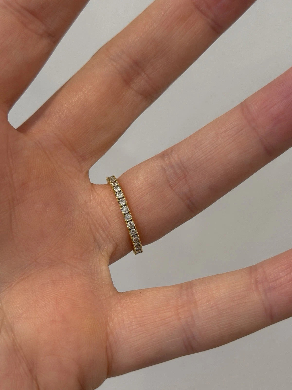 Consignment - Simon G 18K Yellow Gold Eternity .89CTW Round Natural Diamonds Band Ring Sz 7.25 - 18k gold, yellow gold, di...