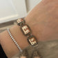 Antique Carved Shell Cameo Panel 800 Silver Italy 7.5" 21.61g Bracelet