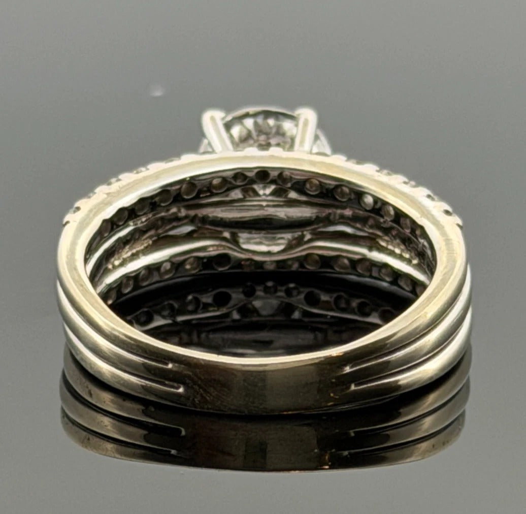 14K White Gold 1.30ct I2, H Round Brilliant Diamond Pave Engagement Ring Size 6.75