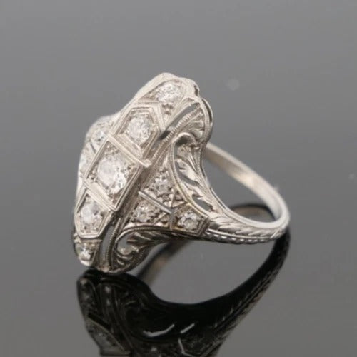 Vintage 3.97gr Platinum Old European Cut & Transitional 0.30ctw Diamond Ring Size 5.75