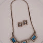 Custom 14K White Gold Natural Aquamarine & Diamond 46CTW Necklace Earring Suite - Devine & Co.